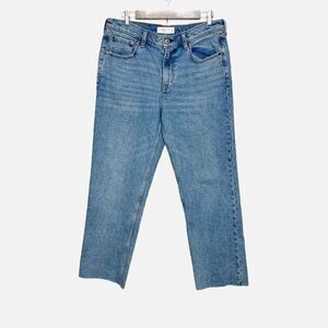 Abercrombie & Fitch The Straight Mid Rise Jean Raw Hem Size 31